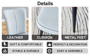 English Elm Modern Minimalist Dining & Office Chairs Set - Stylish Light Gray Pu Seats With Black Metal Legs W1151116749