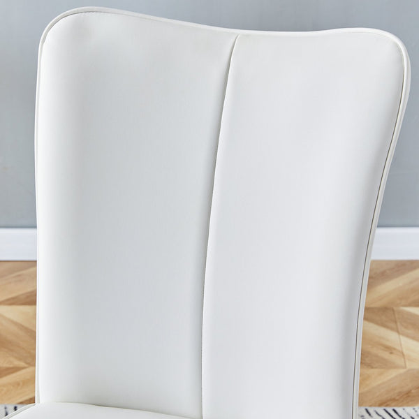 English Elm Modern Minimalist Dining Chairs Set – Ergonomic White Pu Seats With Silver Metal Legs For Home & Office W1151P268761