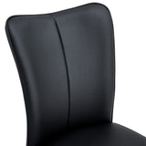 English Elm Modern Minimalist Dining Chairs, Black Pu Leather Curved Backrest and Seat Cushions, Black Metal Chair Legs, Suitable For Restaurants, Bedrooms, and Living Rooms. A Set Of Four Chairs. 008