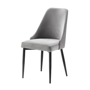 English Elm Modern Keene Velvet Side Chair Set of 2 with Black Hairpin Legs — Sleek Upholstered Dining Seating, Plush Comfort, Easy Assembly Gray 28.5 L x 24.5 W x 20 H B011134422