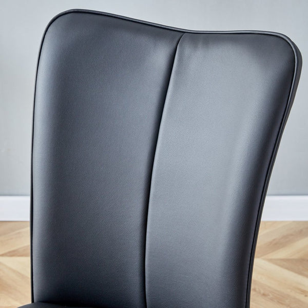 English Elm Modern Black Pu Leather Dining Chairs Curved Backrest Sculptural Set of 2 Seating W1151116746