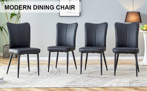 English Elm Modern Black Pu Chair Set - 4-Piece Ergonomic Seating With Durable Metal Legs For Stylish Comfort W1151P268762