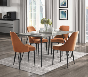 English Elm Modern Keene Velvet Side Chair Set of 2 with Black Hairpin Legs — Sleek Upholstered Dining Seating, Plush Comfort, Easy Assembly Orange 28.5 L x 24.5 W x 20 H B011134424