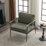 Hearth and Haven Upholstered Mid Century Lounge Chair Reading Armchair Chenille Fabric Modern Arm Chair with Metal Frame , Accent Chair For Living Room,  Green W714119416