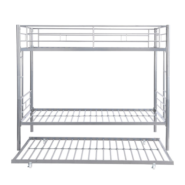 English Elm Twin Over Steel Bunk Bed with Pull Out Trundle Stair Access Kids Room W311120501