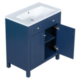 English Elm 30" Bathroom Vanity Cabinet With Sink Top, Bathroom Storage Cabinet With Two Doors and Adjustable Shelf, Blue