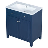 English Elm 30" Bathroom Vanity Cabinet With Sink Top, Bathroom Storage Cabinet With Two Doors and Adjustable Shelf, Blue