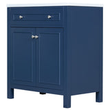 English Elm 30" Bathroom Vanity Cabinet With Sink Top, Bathroom Storage Cabinet With Two Doors and Adjustable Shelf, Blue