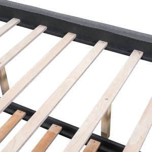 English Elm Teddy Upholstered Queen Platform Bed with Twin XL Trundle, LED Remote & App-Control Nightlight Romance Gray SF000046AAE