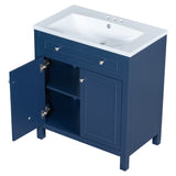 English Elm 30" Bathroom Vanity Cabinet With Sink Top, Bathroom Storage Cabinet With Two Doors and Adjustable Shelf, Blue