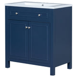 English Elm 30" Bathroom Vanity Cabinet With Sink Top, Bathroom Storage Cabinet With Two Doors and Adjustable Shelf, Blue