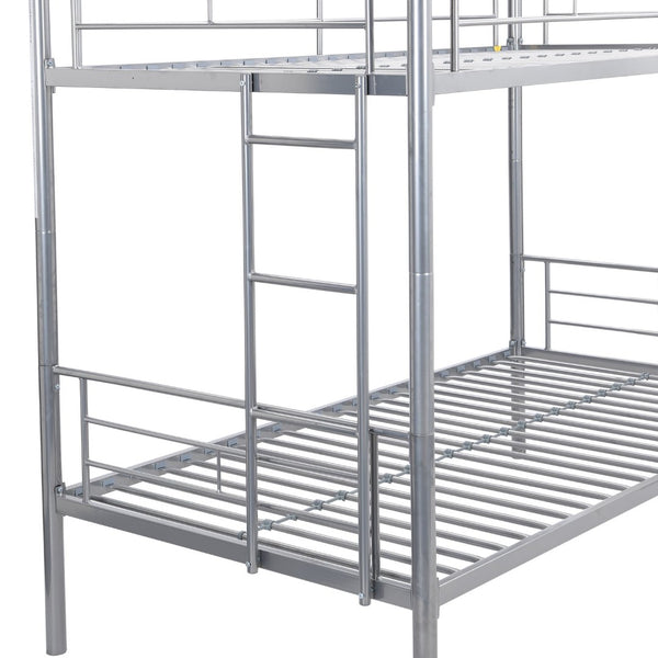 English Elm Twin Over Steel Bunk Bed with Pull Out Trundle Stair Access Kids Room W311120501
