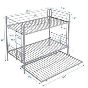 English Elm Twin Over Steel Bunk Bed with Pull Out Trundle Stair Access Kids Room W311120501
