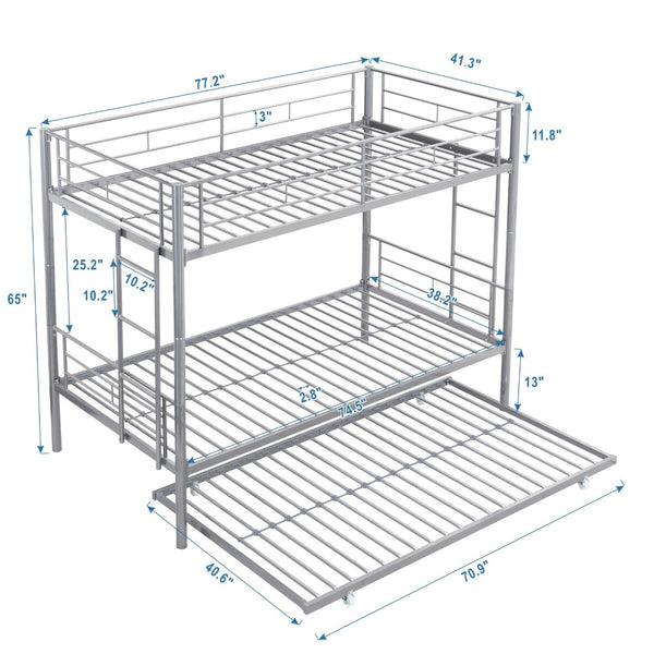 English Elm Twin Over Steel Bunk Bed with Pull Out Trundle Stair Access Kids Room W311120501