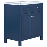 English Elm 30" Bathroom Vanity Cabinet With Sink Top, Bathroom Storage Cabinet With Two Doors and Adjustable Shelf, Blue