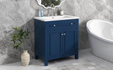 English Elm 30" Bathroom Vanity Cabinet With Sink Top, Bathroom Storage Cabinet With Two Doors and Adjustable Shelf, Blue