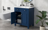 English Elm 30" Bathroom Vanity Cabinet With Sink Top, Bathroom Storage Cabinet With Two Doors and Adjustable Shelf, Blue