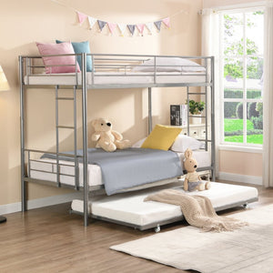 English Elm Twin Over Steel Bunk Bed with Pull Out Trundle Stair Access Kids Room W311120501