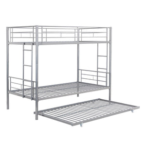 English Elm Twin Over Steel Bunk Bed with Pull Out Trundle Stair Access Kids Room W311120501