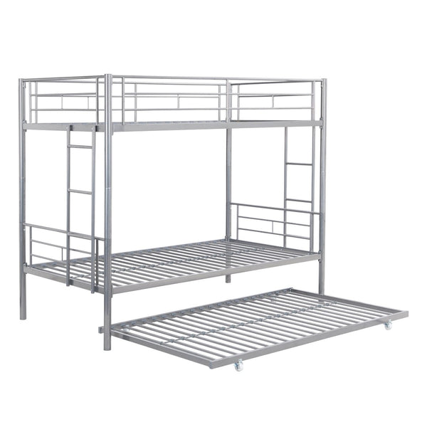 English Elm Twin Over Steel Bunk Bed with Pull Out Trundle Stair Access Kids Room W311120501