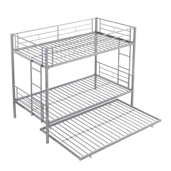 English Elm Twin Over Steel Bunk Bed with Pull Out Trundle Stair Access Kids Room W311120501