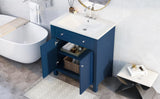 English Elm 30" Bathroom Vanity Cabinet With Sink Top, Bathroom Storage Cabinet With Two Doors and Adjustable Shelf, Blue