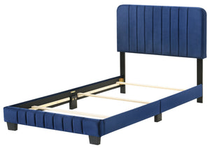 English Elm Contemporary Velvet Full Bed with Durable Frame, Lively Finish and Modern Lines for Stylish Bedrooms Navy Blue 28.5 L x 44.5 W x 5 H B078107893