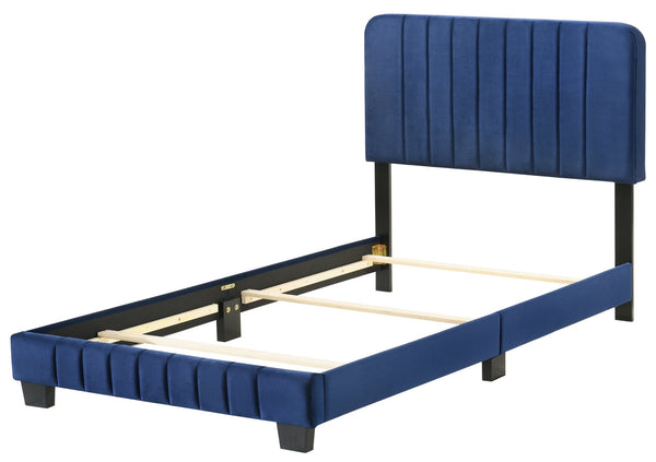 English Elm Contemporary Velvet Full Bed with Durable Frame, Lively Finish and Modern Lines for Stylish Bedrooms Navy Blue 28.5 L x 44.5 W x 5 H B078107893