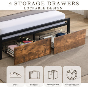 English Elm Full Storage Platform Bed Industrial Metal Frame Rgb Headboard with Charging Station W1916126252
