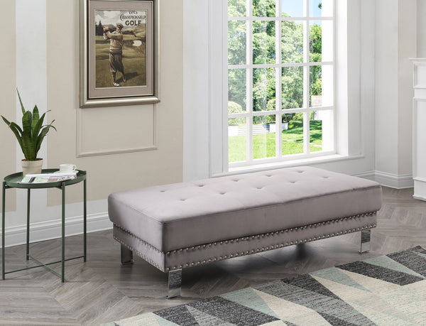 English Elm Chic Velvet Gray Ottoman for Two - 57"W Contemporary Bench Seating, Durable Modern Accent Piece B078108237