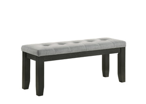 English Elm 1Pc Tufted Contemporary Bench 48" Gray Linen-Look Fabric Upholstery, Tapered Wood Legs, 48" B011138071