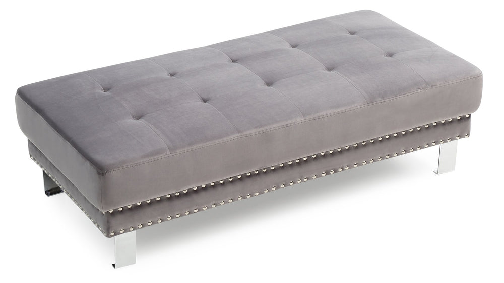 English Elm Chic Velvet Gray Ottoman for Two - 57"W Contemporary Bench Seating, Durable Modern Accent Piece B078108237