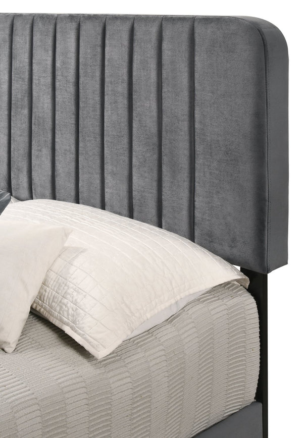 English Elm Contemporary Velvet Full Bed with Durable Frame, Lively Finish and Modern Lines for Stylish Bedrooms Gray 26.8 L x 65.8 W x 5 H B078107888