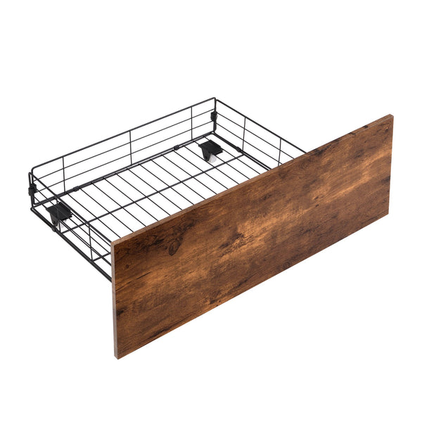 English Elm Queen LED Bed Frame with Storage Headboard, 2 Drawers, Fast Charging Ports, Metal Slats, Silent Support W1916126253