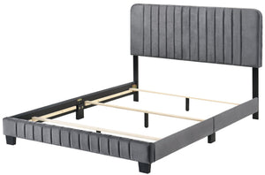 English Elm Contemporary Velvet Full Bed with Durable Frame, Lively Finish and Modern Lines for Stylish Bedrooms Gray 26.8 L x 65.8 W x 5 H B078107888