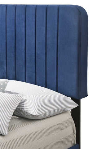 English Elm Contemporary Velvet Full Bed with Durable Frame, Lively Finish and Modern Lines for Stylish Bedrooms Navy Blue 28.5 L x 44.5 W x 5 H B078107893