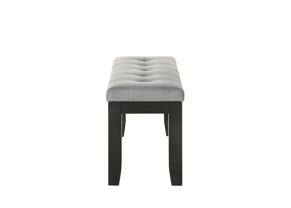 English Elm 1Pc Tufted Contemporary Bench 48" Gray Linen-Look Fabric Upholstery, Tapered Wood Legs, 48" B011138071