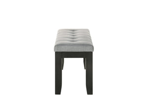 English Elm 1Pc Tufted Contemporary Bench 48" Gray Linen-Look Fabric Upholstery, Tapered Wood Legs, 48" B011138071