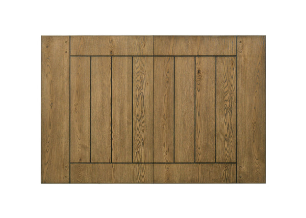 English Elm 1pc Contemporary Dining Table Plank Top Extends 64"–82" with 18" Leaf Tapered Block Feet Wood Finish Charcoal 68 L x 46 W x 10 H B011138070