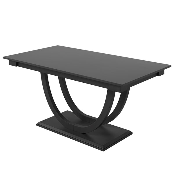 English Elm TOPMAX 6-Piece Solid Wood Dining Set with Half-Round Legs, Upholstered Bench & 4 Padded Chairs Gray SP000029AAE