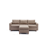 Hearth and Haven 3 Seat Module Sectional Sofa Couch with 1 Ottoman For Living Room, Seat Cushion and Back Cushion Non-Removable and Non-Washable, Brown W1439S00024