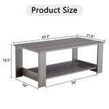 English Elm A Modern and Practical Gray Textured Coffee Table,Tea Table.Double Layered Coffee Table Made Of Mdf Material,. Suitable For Living Room,Bedroom and Study Room. 43.3"*21.6"*16.5" Ct-16