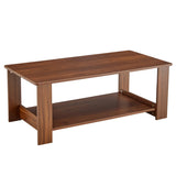 English Elm Modern and Practical Walnut Textured Coffee Tables , Tea Tables. The Double Layered Coffee Table Is Made Of Mdf Material. Suitable For Living Room 43.3"*21.6"*16.5" Ct-16