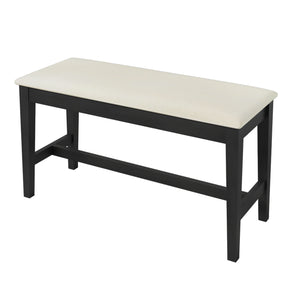 English Elm TOPMAX 6-Piece Solid Wood Dining Set with Half-Round Legs, Upholstered Bench & 4 Padded Chairs Gray SP000029AAE