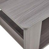 English Elm Modern Minimalist Gray Wood Grain Double Layered Rectangular Coffee Table,Tea Table.Mdf Material Is More Durable,Suitable For Living Room, Bedroom, and Study Room.19.6"*35.4"*16.5" Ct-16