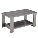 English Elm Modern Minimalist Gray Wood Grain Double Layered Rectangular Coffee Table,Tea Table.Mdf Material Is More Durable,Suitable For Living Room, Bedroom, and Study Room.19.6"*35.4"*16.5" Ct-16