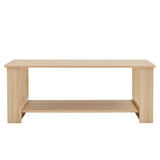 English Elm A Modern and Practical Log Colored Textured Coffee Table,Tea Table. The Double-Layer Coffee Table Is Made Of Mdf Material. Suitable For Living Room 43.3"*21.6"*16.5"