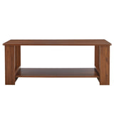 English Elm Modern and Practical Walnut Textured Coffee Tables , Tea Tables. The Double Layered Coffee Table Is Made Of Mdf Material. Suitable For Living Room 43.3"*21.6"*16.5" Ct-16