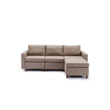 Hearth and Haven 3 Seat Module Sectional Sofa Couch with 1 Ottoman For Living Room, Seat Cushion and Back Cushion Non-Removable and Non-Washable, Brown W1439S00024