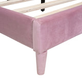 English Elm Full Size Upholstered Cloud-Shape Bed ,Velvet Platform Bed With Headboard,No Box-Spring Needed,Pink